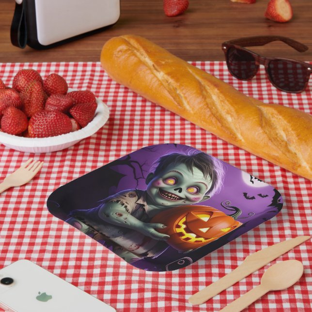 Kleines grünes Monster & Pumpkin Friend Pappteller (Picknick)