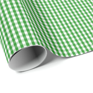 Kleines grünes und weißes Gingham-Packpapier Geschenkpapier