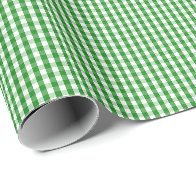 Kleines grünes und weißes Gingham-Packpapier Geschenkpapier (Rolleneckpunkt)