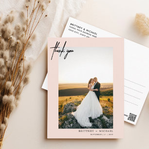 Kleines handgeschriebenes Foto Rosa Rosa Vielen Da Postkarte