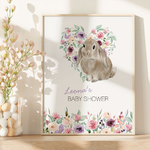 Kleines Häschen Florale Liebesherz Willkommen Poster