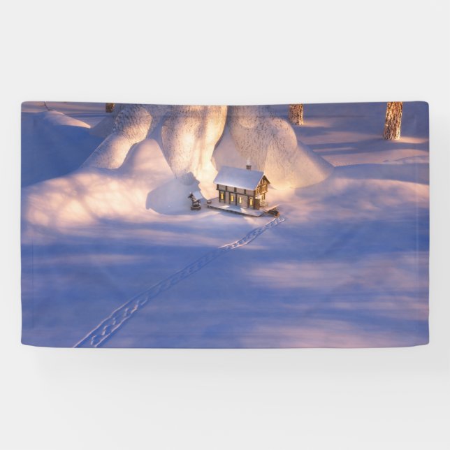Kleines Haus im Schnee-Banner Banner (Horizontal)