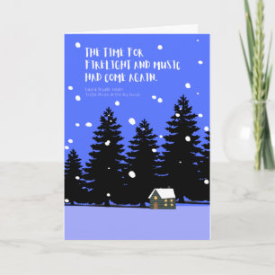 Kleines Haus in Big Woods Snowy Original Art Blue Karte