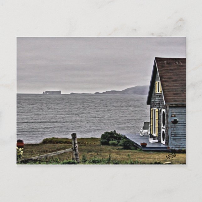 Kleines Haus mit Blick auf den St.Lawrence River Postkarte (Vorderseite)
