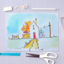 Kleines Haus mit Waschen Seidenpapier