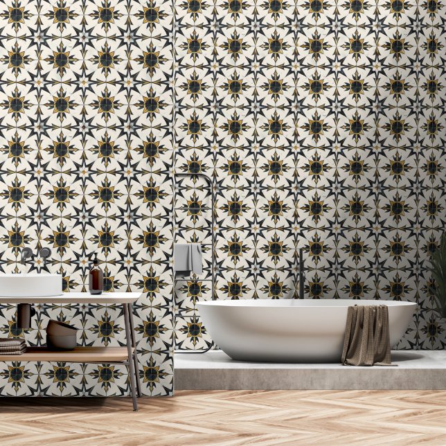 Kleines, helles Fliesenmuster Tapete (Badezimmer)