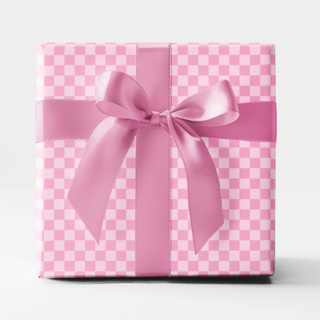 Kleines hellrosa geprüft geschenkpapier (Small Light Pink Checkered Wrapping Paper)