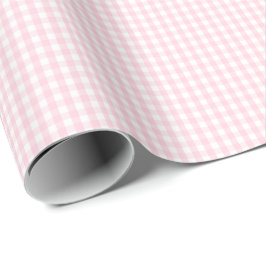 Kleines hellrosa und weißes Gingham-Packpapier Geschenkpapier