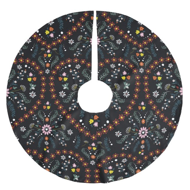 Kleines Herz der Blume: Fantasy nahtlos. Polyester Weihnachtsbaumdecke (Vorderseite)