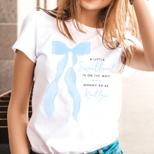Kleines Herzchen Eleganter Blauer Bogen Baby Showe T-Shirt