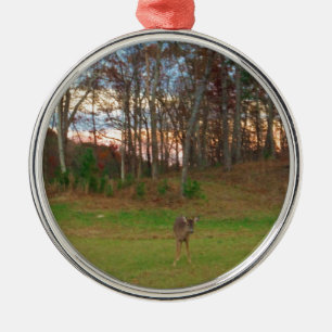 Kleines Hirsch und rosa Sonnenuntergang Ornament Aus Metall