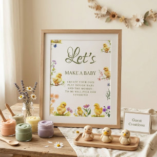 Kleines Huhn macht ein Baby Baby Shower Game Schil Poster