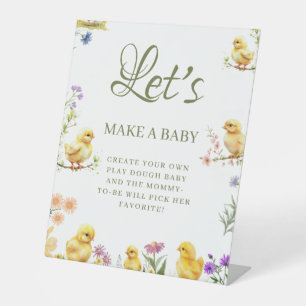 Kleines Huhn macht ein Baby Shower Game Schild