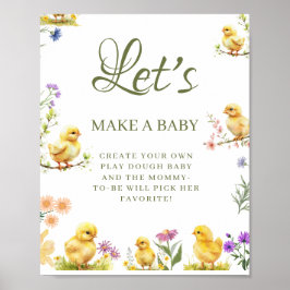 Kleines Huhn macht ein Baby Shower Game Schild