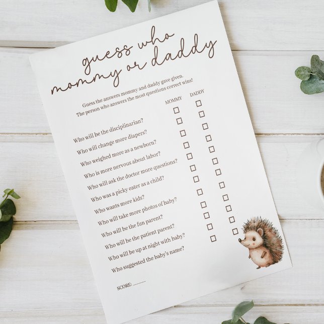Kleines Igel-Mama-oder-Papa-Baby-Shower-Spiel Poster (Von Creator hochgeladen)