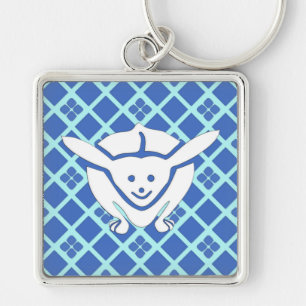 Kleines japanisches Kaninchen, blau Schlüsselanhänger