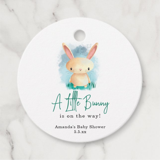 Kleines Kaninchen - Babydusche Geschenkanhänger (Vorderseite)