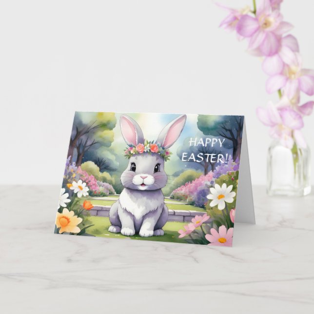 Kleines Kaninchen, Ostern Karte (Orchidee)