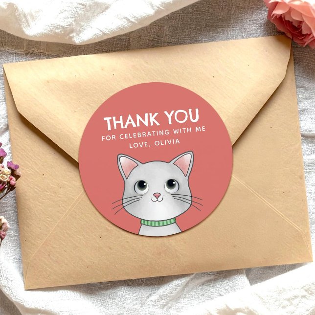 Kleines Kätzchen danke Runder Aufkleber (Von Creator hochgeladen)