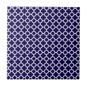 Kleines Klee Quatrefoil Muster-Kobalt-Blau Fliese