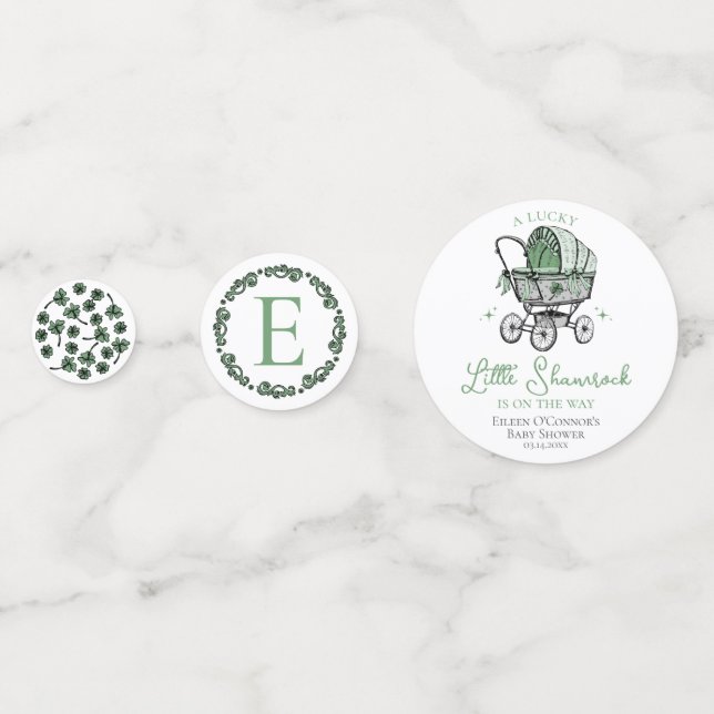 Kleines Kleeblatt St Patricks Babydusche Hintergru Konfetti (Rückseiten)