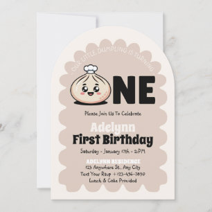 Kleines Klößchen Bao Dim Sum Mädchen 1. Geburtstag Einladung