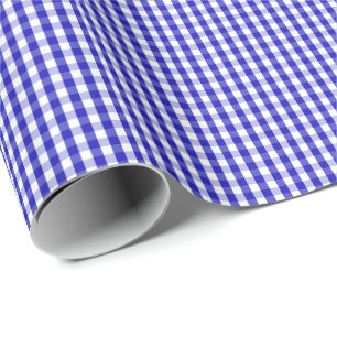 Kleines Königsblau-und Weiß-Gingham-Packpapier Geschenkpapier