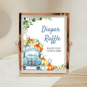 Kleines Kürbis-Blau-LKW-Windel-Raffle-Schild Poster