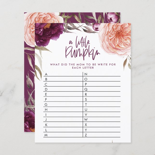 Kleines Kürbisduschenspiel raten Sie das Wort (Vorne/Hinten)