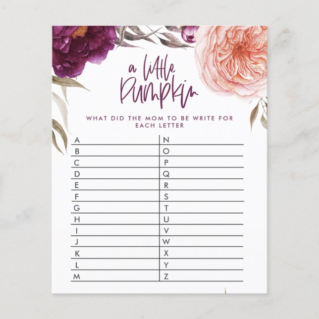 Kleines Kürbisduschenspiel raten Sie das Wort Flyer (Vorne)