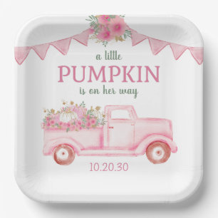 Kleines Kürbismädchen-Baby-Party Pappteller