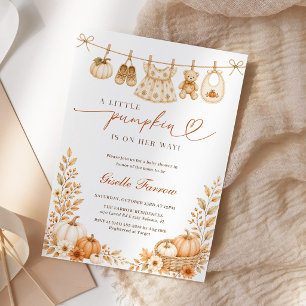 Kleines Kürbismädchen Herbst-Baby-Party Einladung
