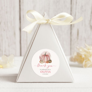 Kleines Kürbismädchen Rosa Babyparty Dankeschön Runder Aufkleber