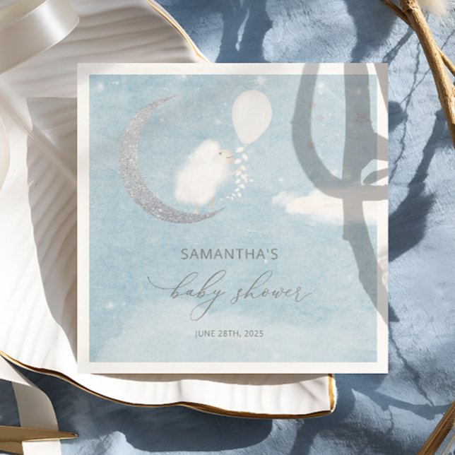 Kleines Lamm auf der Mond Babydusche Napkins Serviette (Von Creator hochgeladen)