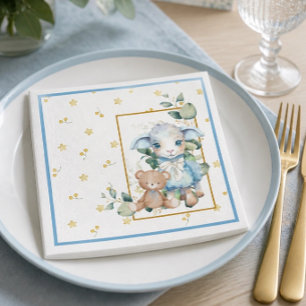Kleines Lamm Blaue Babyparty Serviette