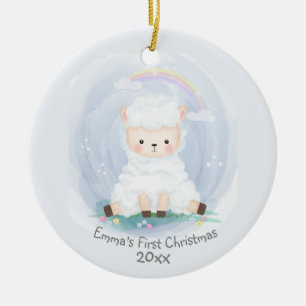 Kleines Lamm für die ersten Weihnachten des Babys Keramik Ornament