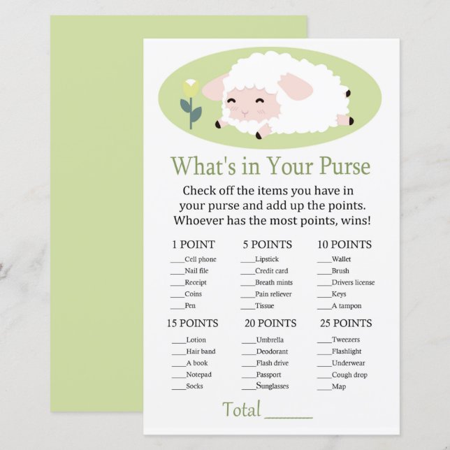 Kleines Lamm Was ist in deinem Handtaschenspiel? (Vorne/Hinten)