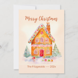 Kleines Lebkuchenhäuschen Vintage-Weihnachtskarte Karte
