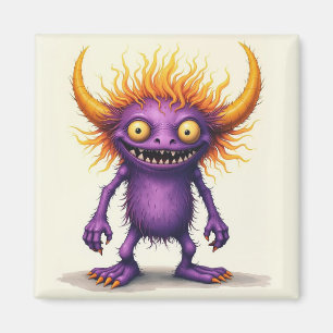 Kleines Lila und gelbes Monster Magnet