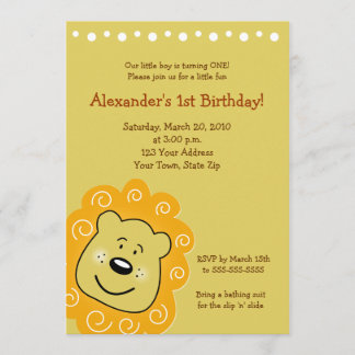 Kleines Löwe-Löwe GEBURTSTAG Einladungs-12x18 Einladung