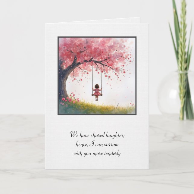 Kleines Mädchen auf einem schwingenden Beileid Karte (Vorderseite)