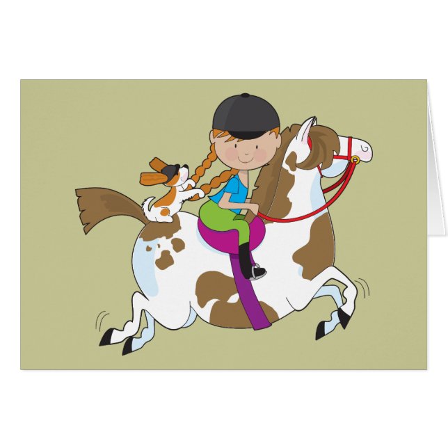 Kleines Mädchen auf Pferd (Vorderseite (Horizontal))