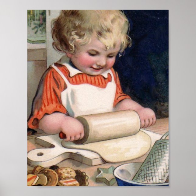 Kleines Mädchen backt Kekse Poster (Vorne)