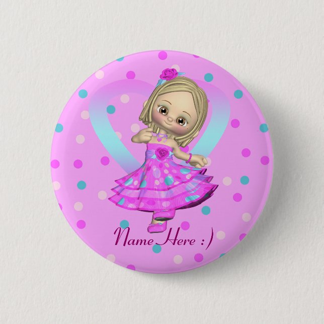 kleines Mädchen des niedlichen Button-Abzeichens Button (Vorderseite)