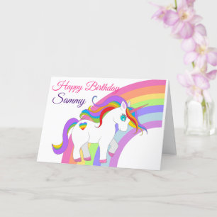 Kleines Mädchen Geburtstag Einhorn personalisieren Karte