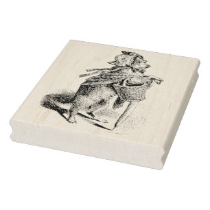 Kleines Mädchen-HundeVintage Gummikunst-Briefmark Gummistempel