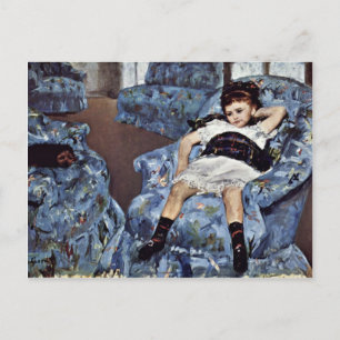 Kleines Mädchen im blauen Lehnsessel durch Cassatt Postkarte
