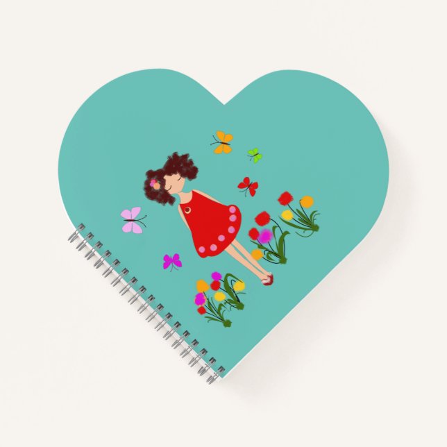 Kleines Mädchen im Garten Notizbuch (Vorderseite)