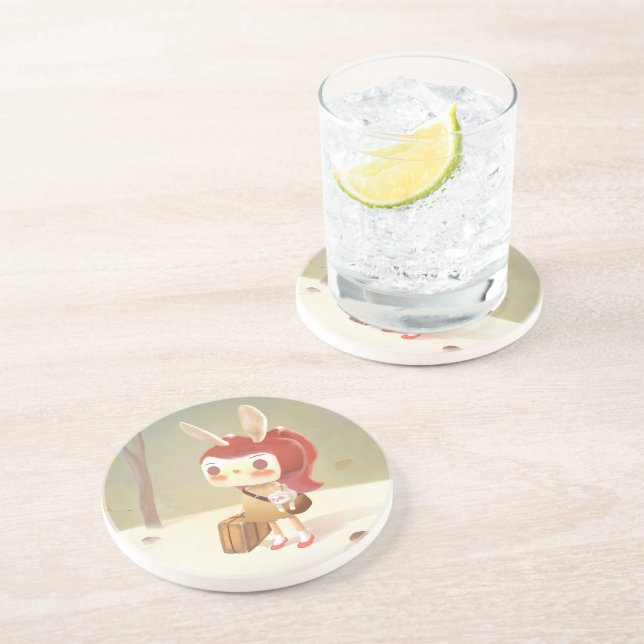 Kleines Mädchen im Wald verloren Getränkeuntersetzer (Seite)