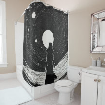 Kleines Mädchen im Weltraum | Schwarz-Weiß-Cartoon